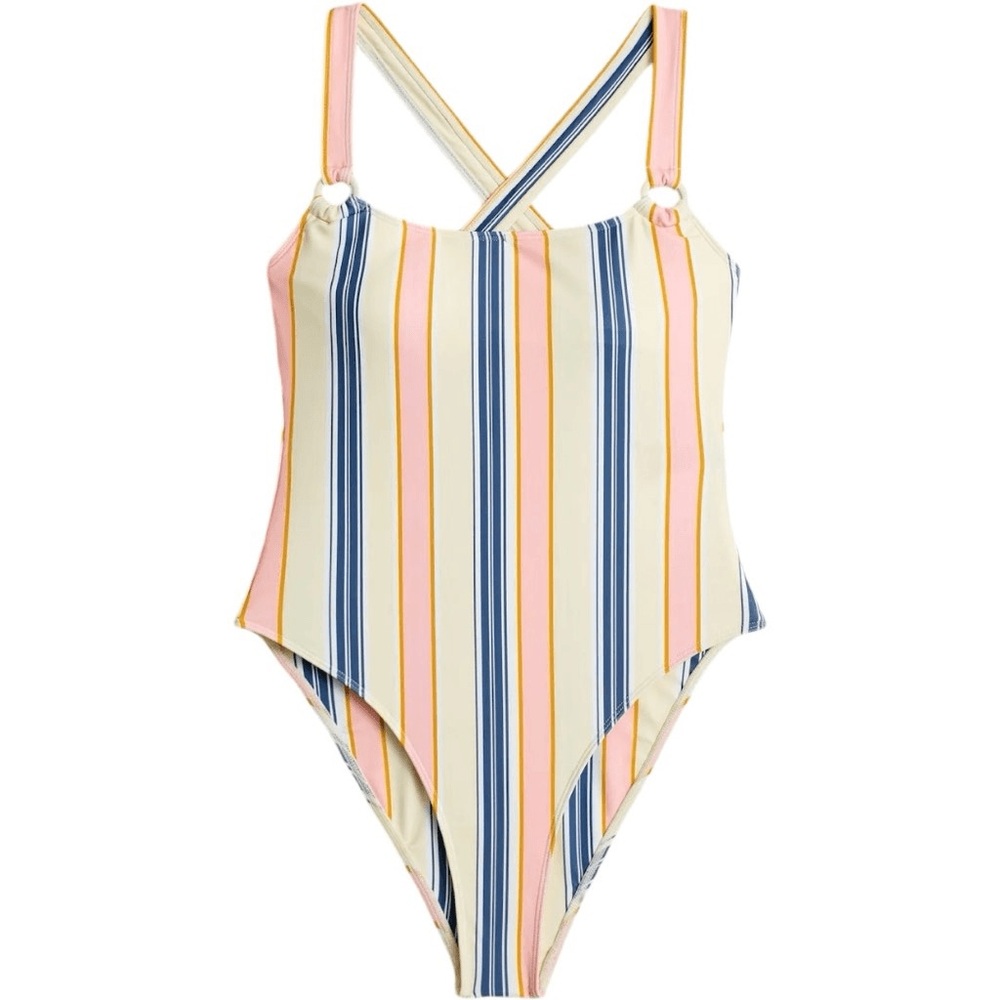 Madewell x OOKIOH Costa One-Piece Swimsuit in Cabana Stripe Women’s Large (US10)